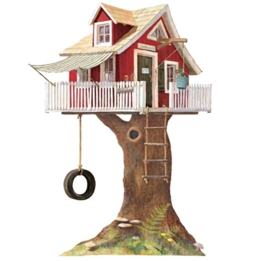 York Wallcoverings Red Tree House Mural‎ KJ0340M 72"H x 52"W Discontinued NOS